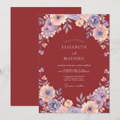 Invitation Mariage Dahlia Rouge Brique (Devant / Derrière)