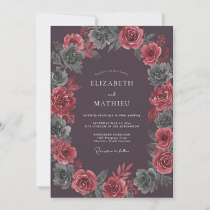 Invitation Mariage Dahlia Rouge Cerise