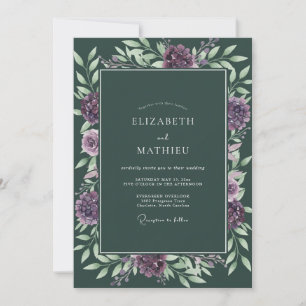 Invitation Mariage Dahlia Rouge Foncé