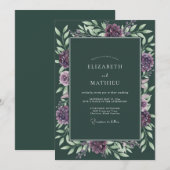 Invitation Mariage Dahlia Rouge Foncé (Devant / Derrière)