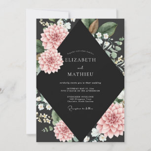 Invitation Mariage Dahlia Rouge Noir