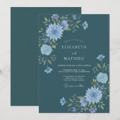 Invitation Mariage Dahlia Saphir Ardoise (Devant / Derrière)