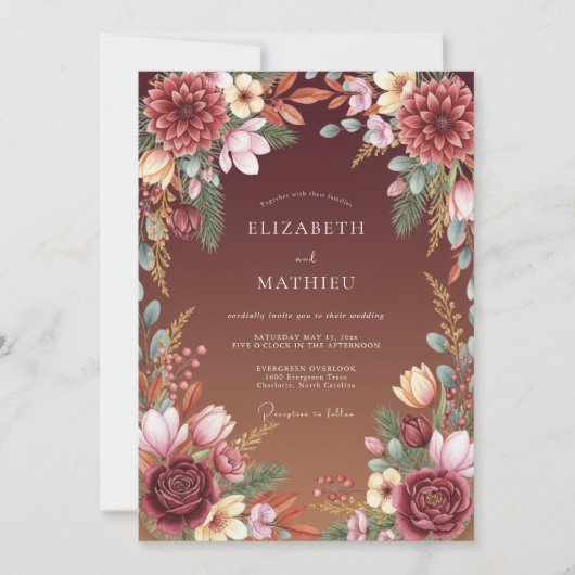 Invitation Mariage Dahlia Sienne Humeur (Devant)