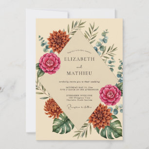 Invitation Mariage Dahlia Terracotta Magenta