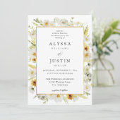 Invitation Mariage d'aile florale blanche et jaune (Debout devant)
