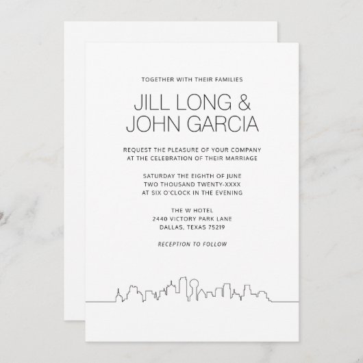 Invitation Mariage Dallas (Devant / Derrière)