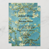 Invitation Mariage d'amandes florales bleues (Devant / Derrière)