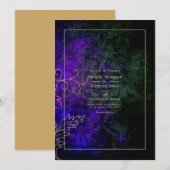 Invitation Mariage damas doré vintage (Devant / Derrière)