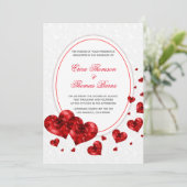 Invitation Mariage damas et cœurs rouges (Debout devant)