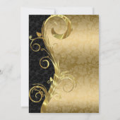 Invitation Mariage Damask Noir Et Doré Tourbillon Doré (Dos)