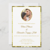 Invitation Mariage damask or et vert (Devant)