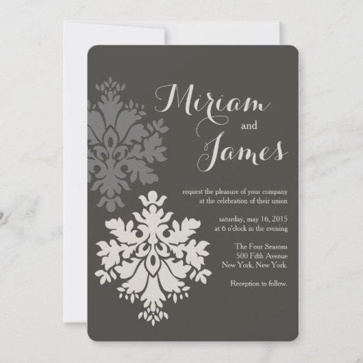 Invitation mariage damassé (Devant)