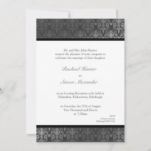 Invitation Mariage damassé à l'effet chatoyant - g (Devant)