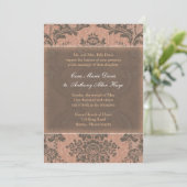 Invitation Mariage damassé à l'élégance rose (Debout devant)
