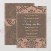 Invitation Mariage damassé à l'élégance rose (Devant / Derrière)