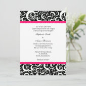 Invitation mariage damassé avec Hot Pink (Debout devant)