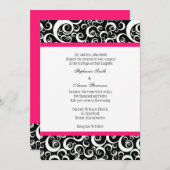 Invitation mariage damassé avec Hot Pink (Devant / Derrière)