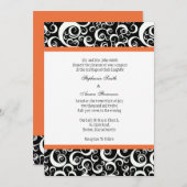 Invitation mariage damassé avec Orange (Devant / Derrière)