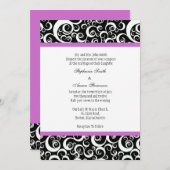 Invitation mariage damassé avec pourpre (Devant / Derrière)