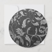 Invitation Mariage damassé Black et Silver Round (Dos)