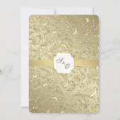 Invitation Mariage damassé blanche et or (Dos)