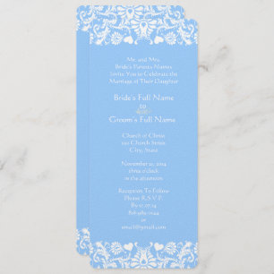 Invitation Mariage damassé bleu poudre