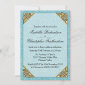 Invitation Mariage damassé bleue (Devant)