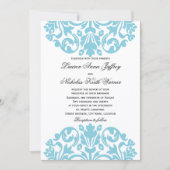 Invitation Mariage damassé bleue (Devant)