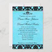 Invitation Mariage damassé bleue et noire (Dos)