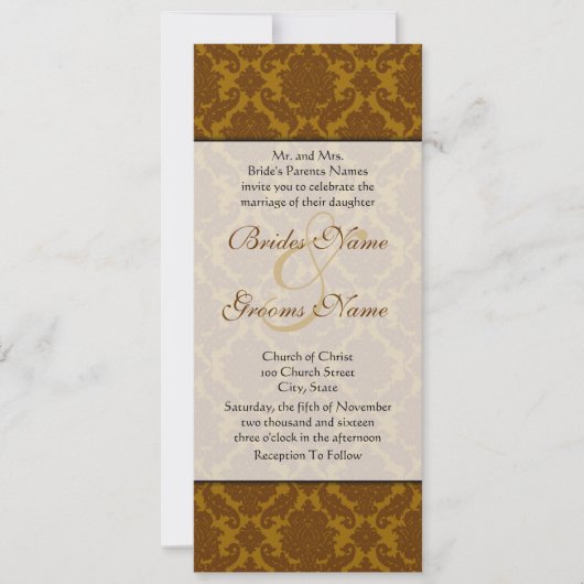 Invitation Mariage damassé Brown (Devant)