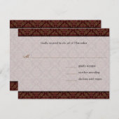 Invitation Mariage damassé Brown (Devant / Derrière)
