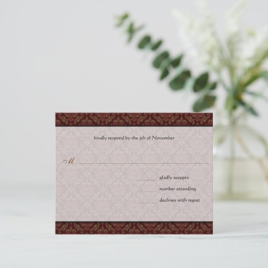 Invitation Mariage damassé Brown (Debout devant)