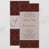 Invitation Mariage damassé Brown (Devant / Derrière)