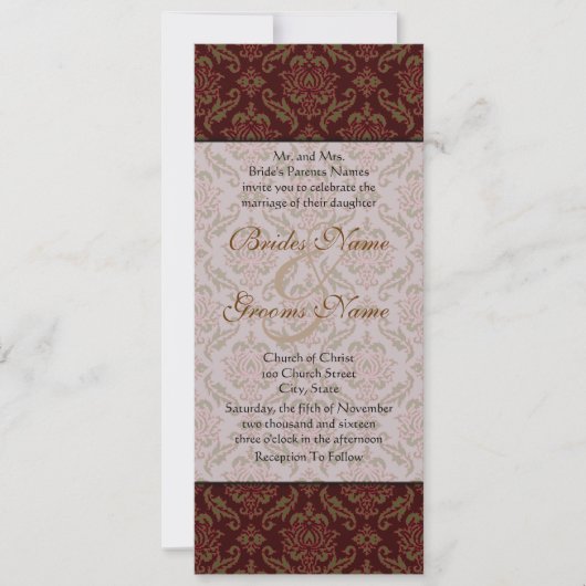 Invitation Mariage damassé Brown (Devant)