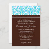 Invitation Mariage damassé Brown et Turquoise (Devant / Derrière)