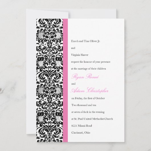 Invitation Mariage damassé classique (Devant)