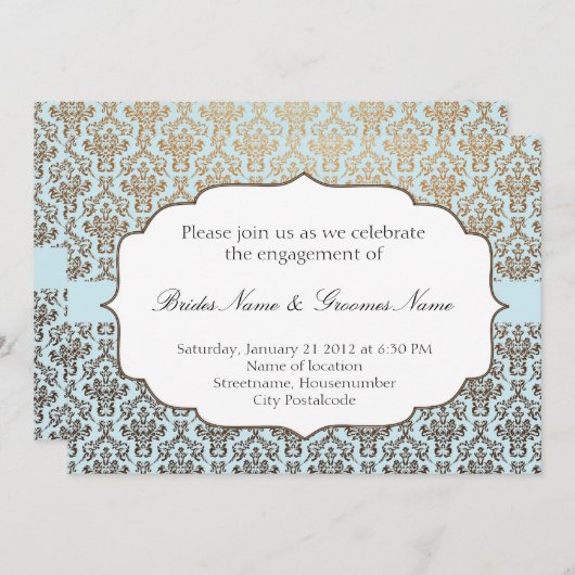 Invitation Mariage damassé classique (Devant / Derrière)