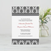 Invitation Mariage damassé classique (rubans gris) (Debout devant)