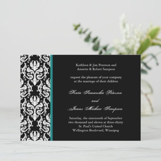 Invitation Mariage damassé Classy (Debout devant)