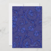 Invitation Mariage damassé de fleurs bleues (Dos)