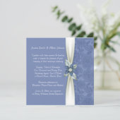 Invitation Mariage damassé de luxe Blue Flower (Debout devant)