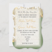 Invitation mariage damassé de luxe irlandaise verte et or (Devant)