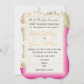 Invitation mariage damassé de luxe rose et or (Devant)