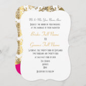 Invitation Mariage damassé de luxe rose et or (Devant / Derrière)