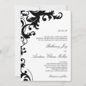 Invitation Mariage damassé Elegant noir et blanc (Devant)