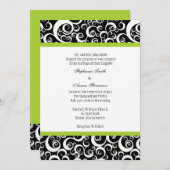 Invitation Mariage damassé en noir et blanc avec v (Devant / Derrière)