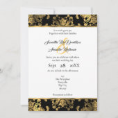 Invitation Mariage damassé en or et noir (Devant)