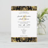 Invitation Mariage damassé en or et noir (Debout devant)