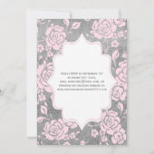 Invitation Mariage damassé Floral Blanc Gris Rose (Dos)