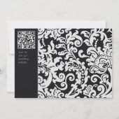 Invitation Mariage damassé florale moderne noir et blanc (Dos)